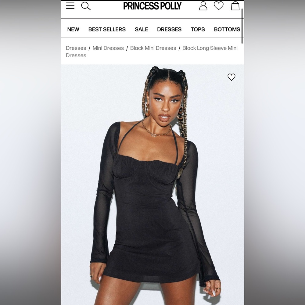 Princess Polly Dyer Long Sleeve Sheer Mini Dress Black